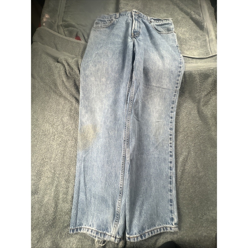 Vintage 90s Levis Jeans Mens Distressed 36x32 Red Tab Light Wash 550 Relaxed Fit